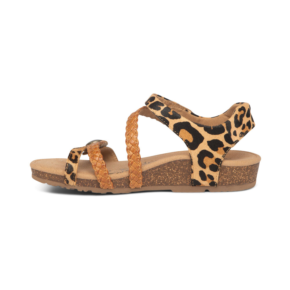 Aetrex Women's Jillian Fully Adjustable Straps Sandals - Leopard | USA 3VN2TIS